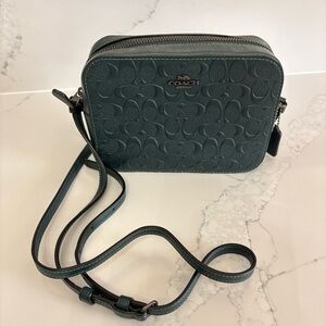 Coach Embossed Dark Green Crossbody Bag